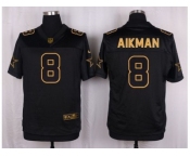 Nike Dallas Cowboys #8 Troy Aikman Black Pro Line Gold Collection Jersey[Elite]