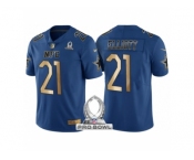 Men Dallas Cowboys #21 Ezekiel Elliott NFC 2017 Pro Bowl Blue Gold Limited Jersey