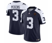 Men Dallas Cowboys #3 George pickens Navy 2023 F U S E With John Madden Patch Thanksgiving Vapor Limited Stitched Football Jersey