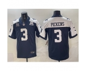 Men Dallas Cowboys #3 George pickens Navy F U S E With 5x Super Bowl Champions 26 Established In 1960 Patch Thanksgiving Vapor Limited Stitched Football