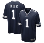 Men's Dallas Cowboys #1 Jalen Tolbert Navy Blue Vapor Limited Jersey