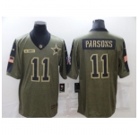 Men's Dallas Cowboys #11 Micah Parsons Gold 2021 Salute To Service Limited Player Jersey