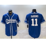 Men's Dallas Cowboys #11 Micah Parsons Light Blue Stitched Cool Base Nike Baseball Jersey