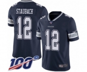 Men's Dallas Cowboys #12 Roger Staubach Navy Blue Team Color Vapor Untouchable Limited Player 100th Season Football Jersey