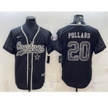 Men's Dallas Cowboys #20 Tony Pollard Black Reflective With Patch Cool Base Stitched Baseball Jersey