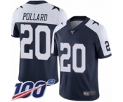 Men's Dallas Cowboys #20 Tony Pollard Navy Blue Throwback Alternate Vapor Untouchable Limited Player 100th Season Football Jersey