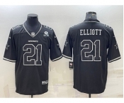 Men's Dallas Cowboys #21 Ezekiel Elliott Black With 1960 Patch Limited Stitched Football Jersey