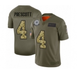 Men's Dallas Cowboys #4 Dak Prescott 2019 Olive Camo Salute to Service Limited Jersey
