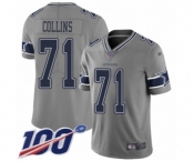 Men's Dallas Cowboys #71 La'el Collins Limited Gray Inverted Legend 100th Season Football Jersey