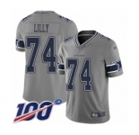 Men's Dallas Cowboys #74 Bob Lilly Limited Gray Inverted Legend 100th Season Football Jersey
