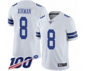 Men's Dallas Cowboys #8 Troy Aikman White Vapor Untouchable Limited Player 100th Season Football Jersey
