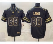 Men's Dallas Cowboys #88 CeeDee Lamb Black Gold 2025 F.U.S.E. 94 Marshawn Kneeland Memorial Patch Vapor Limited Stitched Football Jersey