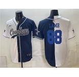 Men's Dallas Cowboys #88 CeeDee Lamb White Navy Split Stitched Jersey