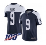 Men's Dallas Cowboys #9 Tony Romo Navy Blue Throwback Alternate Vapor Untouchable Limited Player 100th Season Football Jersey