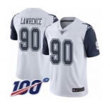 Men's Dallas Cowboys #90 DeMarcus Lawrence Limited White Rush Vapor Untouchable 100th Season Football Jersey
