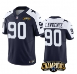 Men's Dallas Cowboys #90 DeMarcus Lawrence Navy White 2023 F.U.S.E. NFC East Champions Patch Football Stitched Jersey