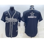 Men's Dallas Cowboys Black Reflective Team Big Logo With Patch Cool Base Stitched Baseball Jersey