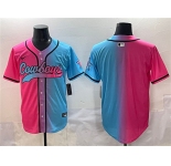 Men's Dallas Cowboys Blank Pink Blue Limited Stitched Baseball Jersey
