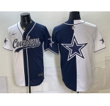 Mens Dallas Cowboys Team Big Logo White Navy Split Stitched Jersey