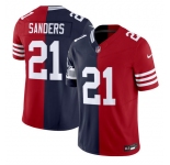 Men's Dallas Cowboys X 49ers #21 Deion Sanders Navy Red Split F.U.S.E. Vapor Limited Stitched Jersey