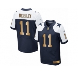 Men's Nike Dallas Cowboys #11 Cole Beasley Navy Gold Throwback Alternate NFL Jersey