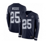 Men's Nike Dallas Cowboys #25 Xavier Woods Limited Navy Blue Therma Long Sleeve NFL Jersey