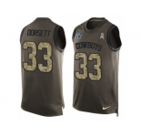 Men's Nike Dallas Cowboys #33 Tony Dorsett Limited Green Salute to Service Tank Top NFL Jersey