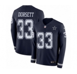 Men's Nike Dallas Cowboys #33 Tony Dorsett Limited Navy Blue Therma Long Sleeve NFL Jersey
