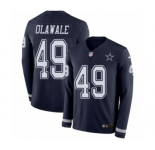 Men's Nike Dallas Cowboys #49 Jamize Olawale Limited Navy Blue Therma Long Sleeve NFL Jersey