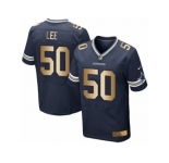 Men's Nike Dallas Cowboys #50 Sean Lee Limited Navy Gold Team Color NFL Jersey