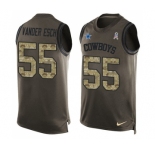 Men's Nike Dallas Cowboys #55 Leighton Vander Esch Limited Green Salute to Service Tank Top NFL Jersey