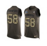 Men's Nike Dallas Cowboys #58 Jack Crawford Limited Green Salute to Service Tank Top NFL Jersey