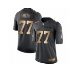 Men's Nike Dallas Cowboys #77 Tyron Smith Limited Black Gold Salute to Service NFL Jersey