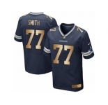 Men's Nike Dallas Cowboys #77 Tyron Smith Limited Navy Gold Team Color NFL Jersey