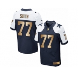 Men's Nike Dallas Cowboys #77 Tyron Smith Limited Navy Gold Throwback Alternate NFL Jersey