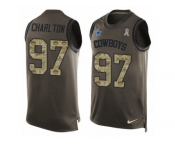 Men's Nike Dallas Cowboys #97 Taco Charlton Limited Green Salute to Service Tank Top NFL Jersey