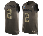 Nike Cowboys #2 Greg Zuerlein Green Men's Stitched NFL Limited Salute To Service Tank Top Jersey