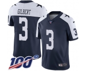 Nike Cowboys #3 Garrett Gilbert Navy Blue Thanksgiving Men's Stitched NFL 100th Season Vapor Throwback Limited Jersey