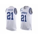 Nike Dallas Cowboys #21 Deion Sanders White Men's Stitched NFL Limited Tank Top Jersey