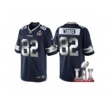Women Dallas Cowboys #82 Jason Witten Navy Blue 2017 Super Bowl LI Patch Steel Silver Limited Jersey