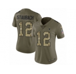 Women Nike Dallas Cowboys #12 Roger Staubach Limited Olive Camo 2017 Salute to Service NFL Jersey