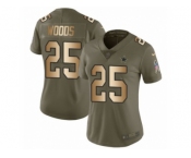 Women Nike Dallas Cowboys #25 Xavier Woods Limited Olive Gold 2017 Salute to Service NFL Jersey