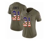 Women Nike Dallas Cowboys #31 Byron Jones Limited Olive USA Flag 2017 Salute to Service NFL Jersey