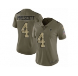 Women Nike Dallas Cowboys #4 Dak Prescott Limited Olive Camo 2017 Salute to Service NFL Jersey