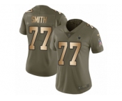 Women Nike Dallas Cowboys #77 Tyron Smith Limited Olive Gold 2017 Salute to Service NFL Jersey