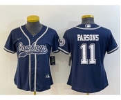 Women's Dallas Cowboys #11 Micah Parsons Navy Blue With Patch Cool Base Stitched Baseball Jersey