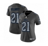 Women's Dallas Cowboys #21 Ezekiel Elliott Gray Static Fashion Limited Football Jersey