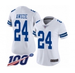 Women's Dallas Cowboys #24 Chidobe Awuzie White Vapor Untouchable Limited Player 100th Season Football Jersey