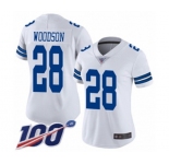 Women's Dallas Cowboys #28 Darren Woodson White Vapor Untouchable Limited Player 100th Season Football Jersey