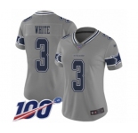 Women's Dallas Cowboys #3 Mike White Limited Gray Inverted Legend 100th Season Football Jersey